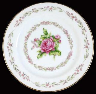 Hira China Ridgewood Salad Plate, Fine China Dinnerware   Pink Floral Vine,Red R