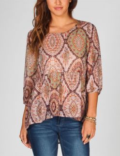 Ethnic Print Womens Peasant Top Multi In Sizes Small, X Small, X Larg