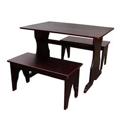 Juvenile Java Finish Table With Two Benches Set