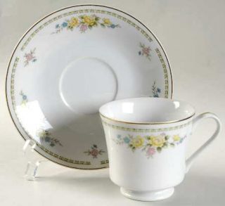 Japan China Dover Gardens Footed Cup & Saucer Set, Fine China Dinnerware   Pink&