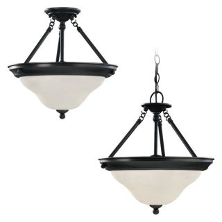 Sussex 3 light Convertible Pendant In Heirloom Bronze Finish/ Satin Etched Glass