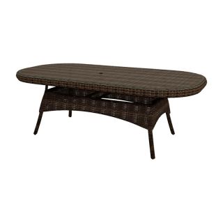 Chicago Wicker and Trading Co Forever Patio Leona 84 in. Oval Glass Top Patio