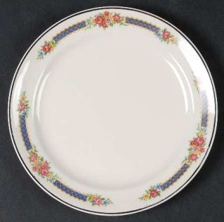 Hall Blue Bouquet (Platinum Trim) Bread & Butter Plate, Fine China Dinnerware  