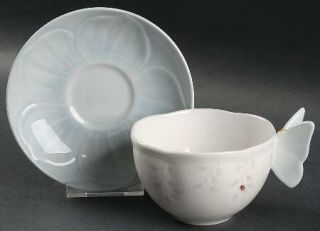 Lenox China Butterfly Meadow Flat Cup & Saucer Set, Fine China Dinnerware   Mult