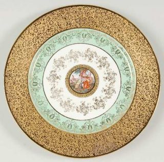 Le Mieux Lem1 Dinner Plate, Fine China Dinnerware   Green Band,1700S People,Smo