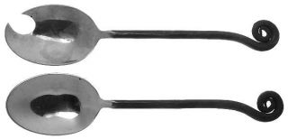 Pottery Barn Fiddlehead Solid Oversized Serving Salad Set   Stainless,Hammered,C