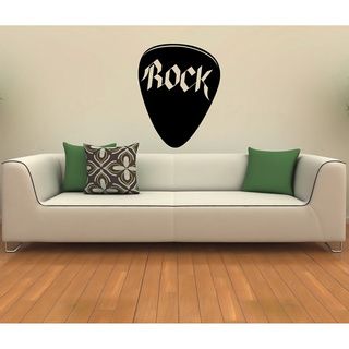 Rock Plectrum Music Word Black Vinyl Wall Decal (Glossy blackEasy to apply; instructions includedDimensions 25 inches wide x 35 inches long )