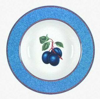Victoria & Beale Blue Harvest Rim Soup Bowl, Fine China Dinnerware   Blue Rim,Va