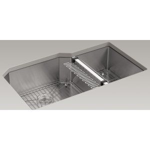 Kohler K 5282 NA Strive Undermount Double Bowl Kitchen Sink with Basin Rack