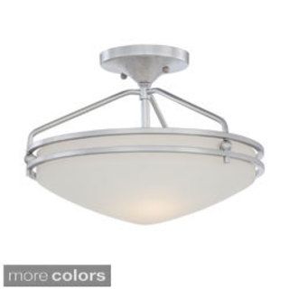 Quoizel Ozark 2 light Semi flush Mount (Steel Finish Polished chrome, iron smokeNumber of lights Two (2)Requires two (2) 100 watt A19 medium base bulbs (not included)Dimensions 10 inches high x 13 inches deep Shade dimensions 12 x 4Weight 6 poundsThi