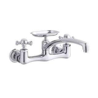 Antique Wall mount Sink Faucet With 12 inch Spout And Six prong Handles
