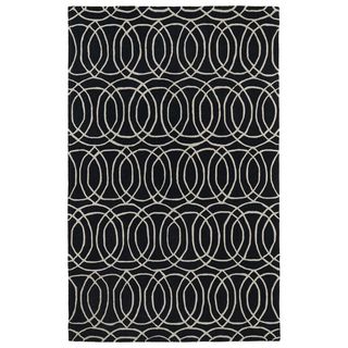 Hand tufted Cosmopolitan Circles Black/ Ivory Wool Rug (8 X 11)