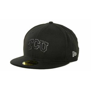 Texas Christian Horned Frogs New Era NCAA Black on Black with White 59FIFTY Cap