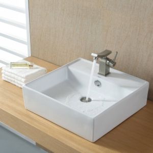 Kraus C KCV 150 14301BN Exquisite Unicus White Square Ceramic Sink and Unicus Ba