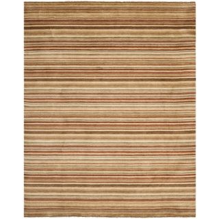 Hand knotted Tibetan Stripes Rust Wool Rug (8 X 10)