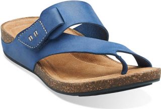 Womens Clarks Perri Coast   Blue Nubuck Thong Sandals