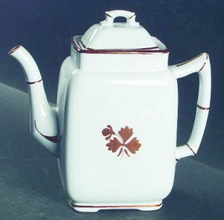 Alfred Meakin Tea Leaf Coffee Pot & Lid, Fine China Dinnerware   Copper Tea Leaf