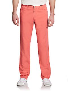 Stretch Cotton Colored Jeans   Coral
