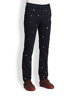 Band of Outsiders Embroidered Atari Chino Pants   Blue