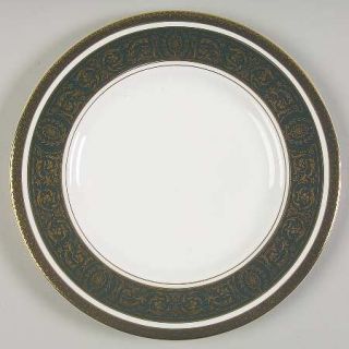 Royal Doulton Vanborough Green Salad Plate, Fine China Dinnerware   Gold Scroll&