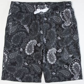 Large Paisley Mens Sweat Shorts Black In Sizes Small, X Large, Xx Large