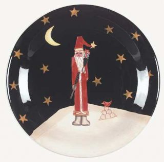 Midnight Santa Dinner Plate, Fine China Dinnerware   Tall Thin Santa On Black, B