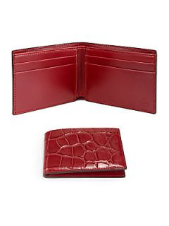 Gucci Crocodile Bi Fold Wallet   Wine