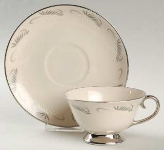 Flintridge Continental White (Rim) Footed Cup & Saucer Set, Fine China Dinnerwar