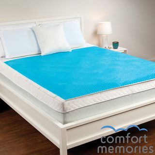 Comfort Memories Blue Bubble Queen size Gel Mattress Pad (QueenFill materials .25 inches of GelSkirt stretch to fit skirt fits up to a 20 inch mattress Additional materials PolyesterCare instructions Spot cleanDimensions 60 inches wide x 80 inches lo