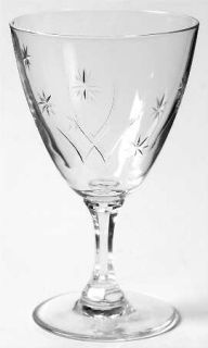 Easterling Venetian Star Wine Glass   Cut Vertical Star/Plant Design On Bowl