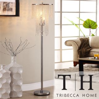 Tribecca Home Crystal Rain 3 light Chrome Crystal Floor Lamp