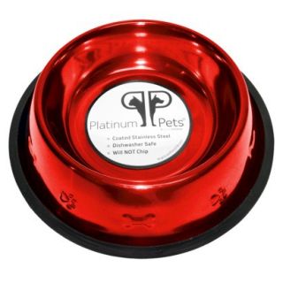 Platinum Pets Stainless Steel Embossed Non Tip Dog Bowl   Red (1 Cup)