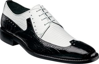 Mens Stacy Adams Portello 24872   Black/White Reptile Print Leather Lace Up Sho
