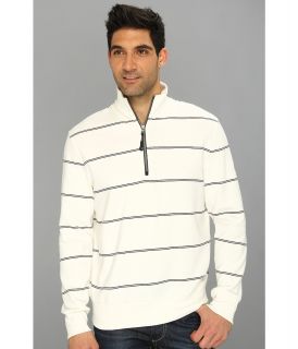 Nautica 1/4 Stripe Mock Neck Fleece Mens Sweatshirt (White)