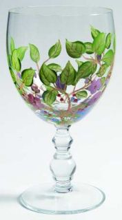 Royal Danube Rdz9 Water Goblet   Decal,Pink&Blue Floral/Red Berries,Grass