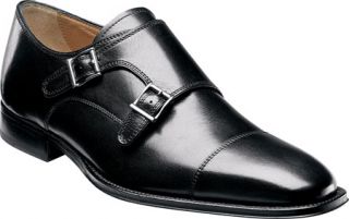 Mens Florsheim Classico Monk   Black Calfskin Leather Cap Toe Shoes