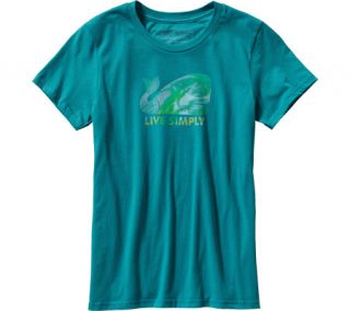 Womens Patagonia Live Simply® Geometric Whale T Shirt   Tobago Blue Short S