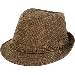 Faddism Mens Brown Woven Fedora Hat (65 percent polyester/ 35 percent cottonFit 57 58cm (equivalent to medium size))