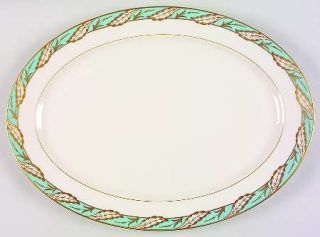 Lenox China Bellevue Sea Green 17 Oval Serving Platter, Fine China Dinnerware  