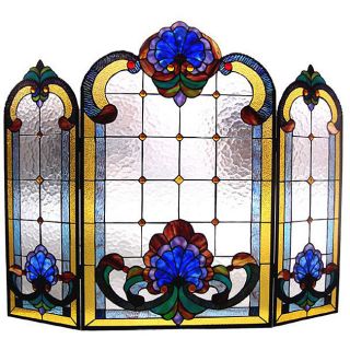 Victorian Stained Glass Fireplace Screen