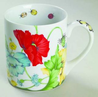 Taitu Papaveri Mug, Fine China Dinnerware   Multimotif Flowers,Butterflies,Ladyb