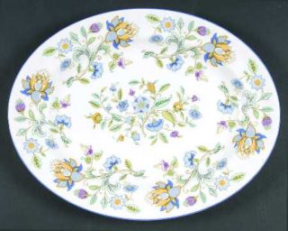 Minton Haddon Hall Blue (Blue Trim) 13 Oval Serving Platter, Fine China Dinnerw
