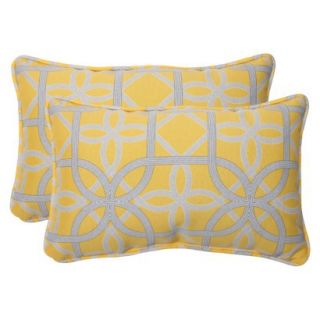 Outdoor 2 Piece Rectangular Throw Pillow Set   Yellow/Gray Keene