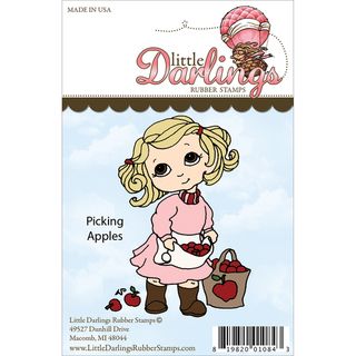 Cutie Pies Unmounted Rubber Stamp picking Apples