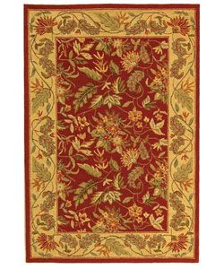 Handmade Paradise Red Wool Rug (6 X 9) (RedPattern FloralMeasures 0.375 inch thickTip We recommend the use of a non skid pad to keep the rug in place on smooth surfaces.All rug sizes are approximate. Due to the difference of monitor colors, some rug col