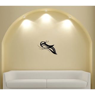 Peacock Bird Tucked Away Animal Wall Vinyl Decal (Glossy blackDimensions 25 inches wide x 35 inches long )