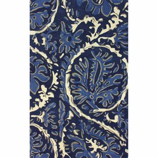 Nuloom Handmade Transitional Floral Blue Rug (4 X 6)