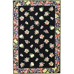 Hand hooked Fruit Harvest Black Wool Rug (6 X 9)