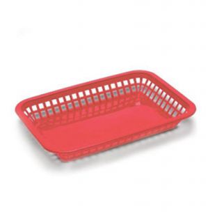 Tablecraft Platter Basket, 10 3/4 x 7 3/4 x 1 1/2 in, Rectangular, Red