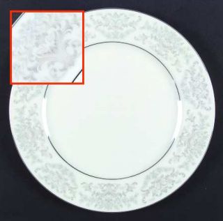 Mikasa Tudor Dinner Plate, Fine China Dinnerware   Blue Floral Border, Gray Leav